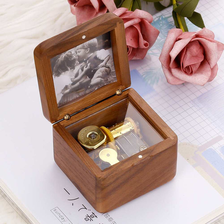 [Optional Address And Upload Photo] To My GRANDSON "The love between a [grandma] and grandson is forever" Wooden Music Box [💞 Music Box +💌 Gift Card + 🎁 Gift Box + 💐 Gift Bouquet] - SARAH'S WHISPER