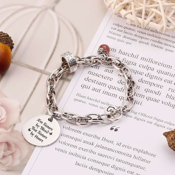 [Custom Names] For My Best Friend "Not Sisters by Blood But Sisters by Heart" Bracelet [💞 Bracelet +💌 Gift Card + 🎁 Gift Bag + 💐 Gift Bouquet] - SARAH'S WHISPER