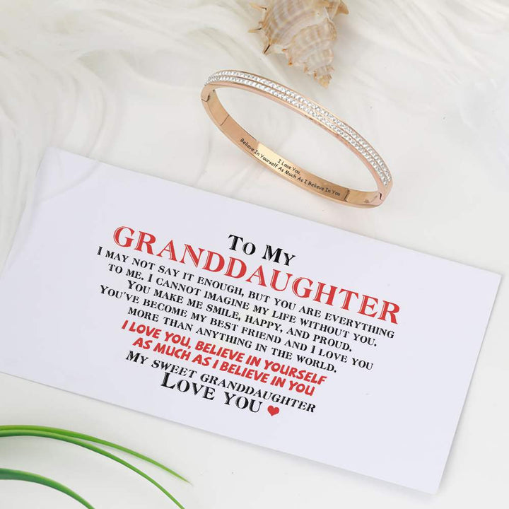 To My GRANDDAUGHTER "I Love You, Believe In Yourself As Much As I Believe In You" Bracelet [💞 Bracelet +💌 Gift Card + 🎁 Gift Box + 💐 Gift Bouquet] - SARAH'S WHISPER