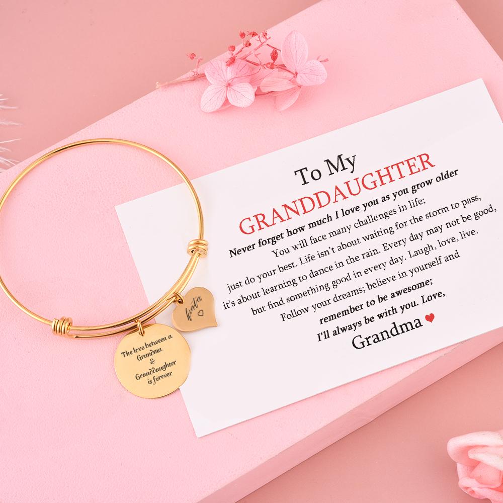 [Custom Name And Optional Address] To My GRANDDAUGHTER "The love between a [grandma] and granddaughter is forever" Bracelet [💞 Bracelet +💌 Gift Card + 🎁 Gift Box + 💐 Gift Bouquet] - SARAH'S WHISPER