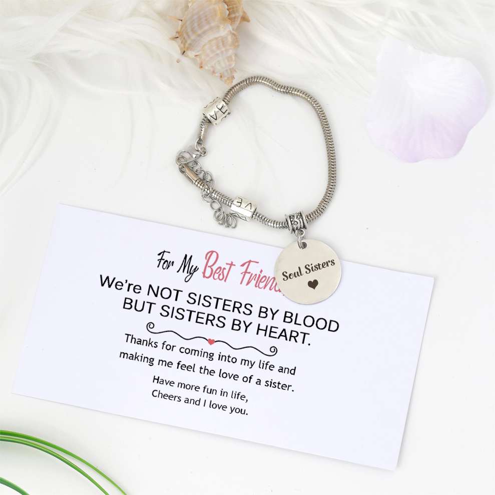 [CUSTOM NAMES] For My Best Friend "Soul Sisters" Bracelet [💞 Bracelet +💌 Gift Card + 🎁 Gift Box + 💐 Gift Bouquet] - SARAH'S WHISPER