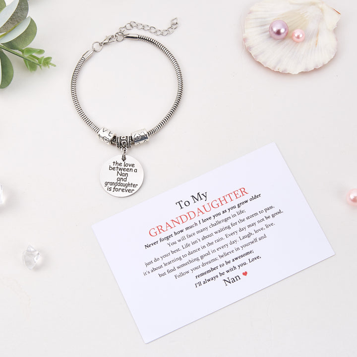 To My GRANDDAUGHTER "the love between a Nan and granddaughter is forever" Bracelet - SARAH'S WHISPER