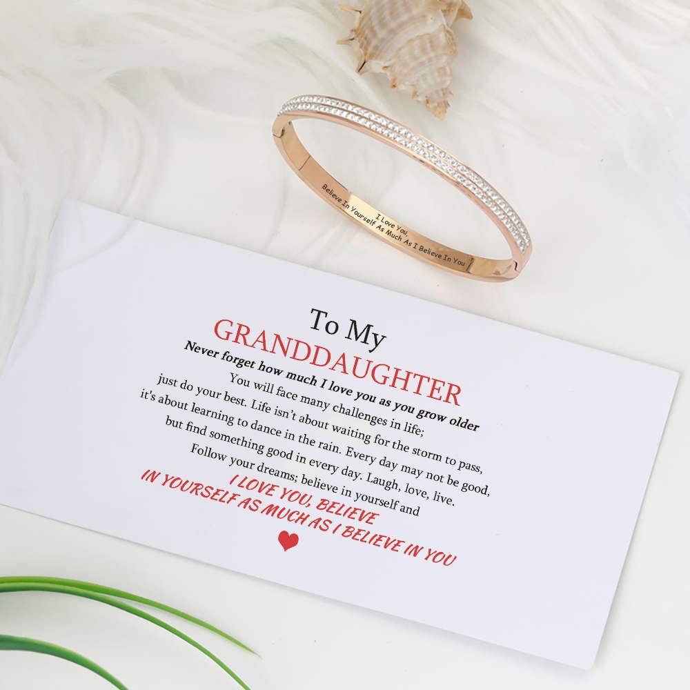 To My GRANDDAUGHTER "I Love You, Believe In Yourself As Much As I Believe In You" Bracelet [💞 Bracelet +💌 Gift Card + 🎁 Gift Box + 💐 Gift Bouquet] - SARAH'S WHISPER