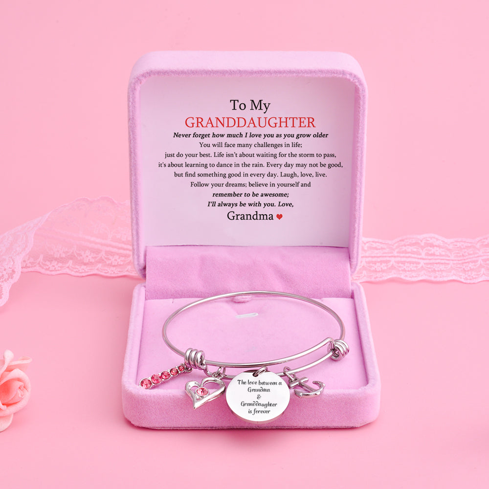 [Custom Name And Optional Address] To My GRANDDAUGHTER "The love between a [grandma] and granddaughter is forever" Bracelet [💞 Bracelet +💌 Gift Card + 🎁 Gift Box + 💐 Gift Bouquet] - SARAH'S WHISPER