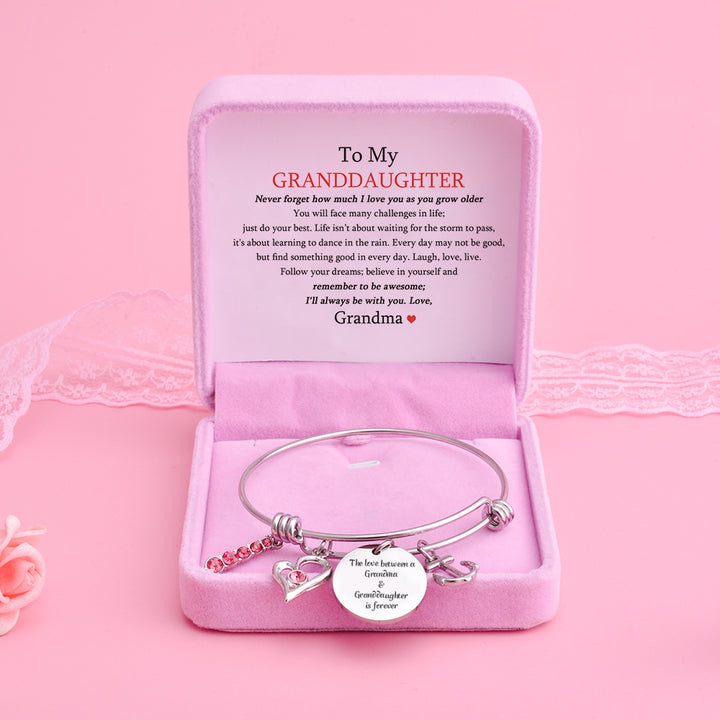 [Custom Name And Optional Address] To My GRANDDAUGHTER "The love between a [grandma] and granddaughter is forever" Bracelet [💞 Bracelet +💌 Gift Card + 🎁 Gift Box + 💐 Gift Bouquet] - SARAH'S WHISPER