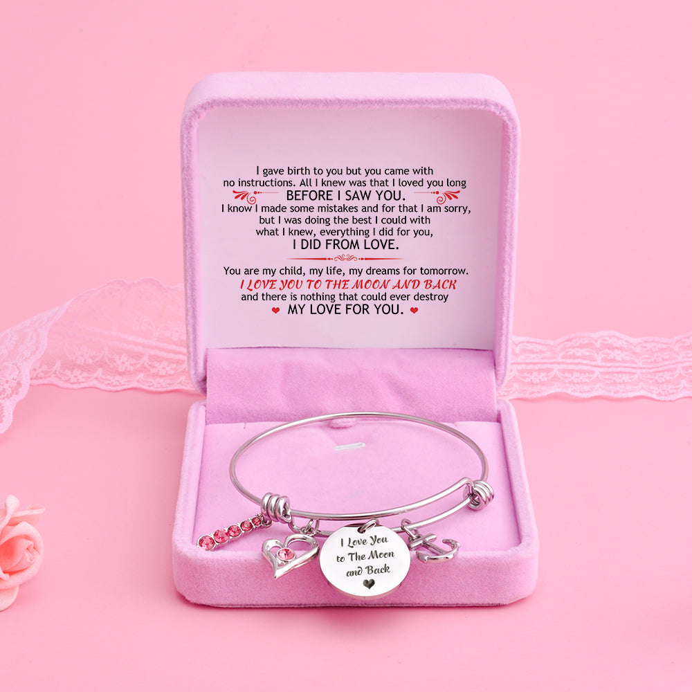 [Custom Name] To My Daughter "I Love You to The Moon and Back" Bracelet [💞 Bracelet +💌 Gift Card + 🎁 Gift Box + 💐 Gift - SARAH'S WHISPER