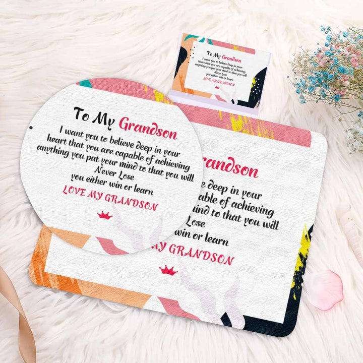 To My Grandson "Love My Grandson" Mouse Pad [💞 Mouse Pad +💌 Gift Card + 🎁 Gift Box + 💐 Gift Bouquet] - SARAH'S WHISPER