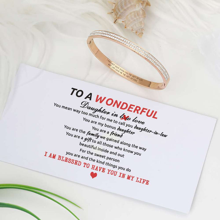 To My Daughter-in-law "I MAY NOT HAVE GIVEN YOU THE GIFT OF LIFE. BUT LIFE GAVE ME THE GIFT OF YOU" Bracelet [💞 Bracelet +💌 Gift Card + 🎁 Gift Box + 💐 Gift Bouquet] - SARAH'S WHISPER