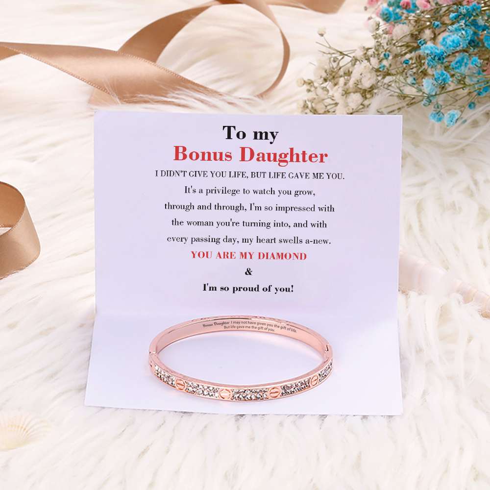 To My Bonus Daughter "Bonus Daughter I may not have given you the gift of life. But life gave me the gift of you." Diamond Bracelet [💞 Bracelet +💌 Gift Card + 🎁 Gift Box + 💐 Gift Bouquet] - SARAH'S WHISPER