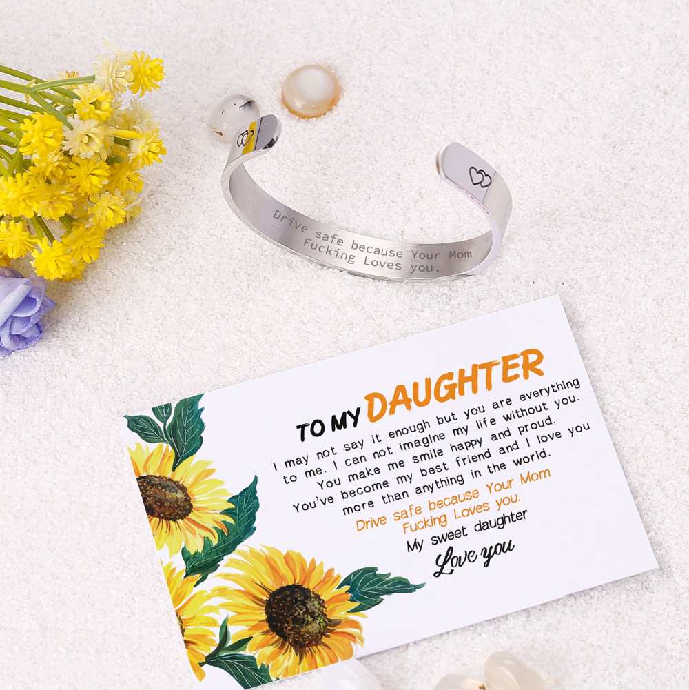 To My Daughter "Drive safe because Your Mom Fucking Loves you" Double Heart Bracelet - SARAH'S WHISPER