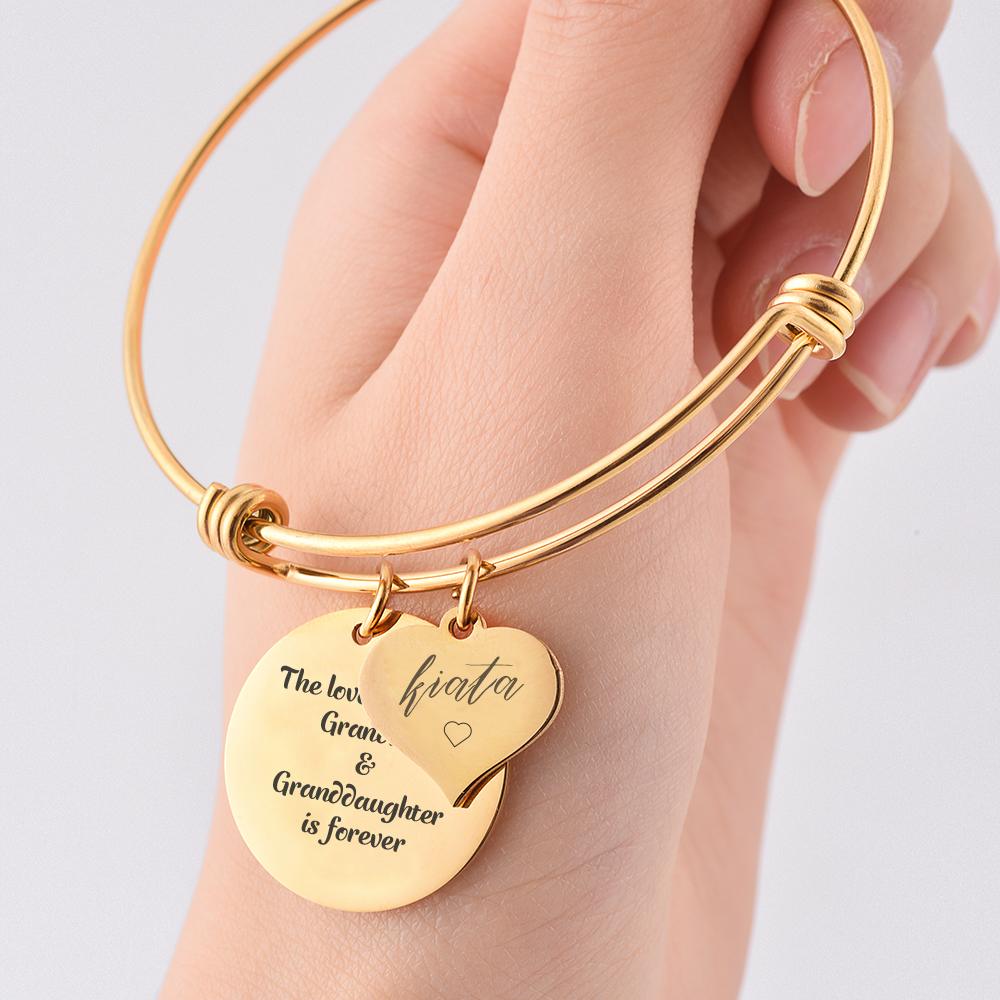 [Custom Name And Optional Address] To My GRANDDAUGHTER "The love between a [grandma] and granddaughter is forever" Bracelet [💞 Bracelet +💌 Gift Card + 🎁 Gift Box + 💐 Gift Bouquet] - SARAH'S WHISPER