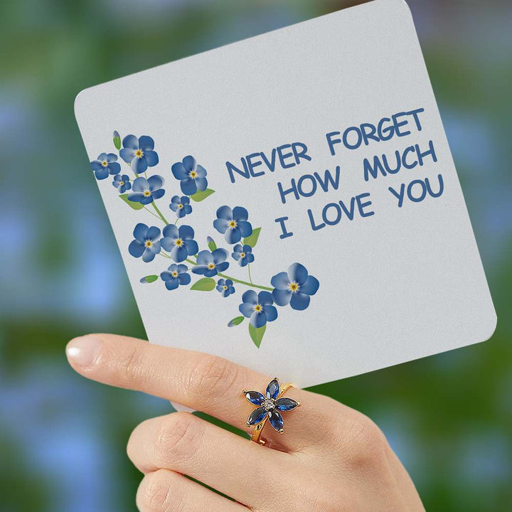 "Never forget how much I love you" Forget-Me-Not Flower Ring [💞 Ring +💌 Gift Card + 🎁 Gift Bag + 💐 Gift Bouquet] - SARAH'S WHISPER