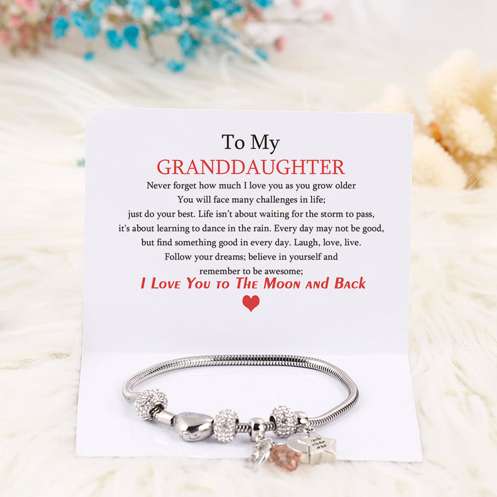 [Custom Name] To My GRANDDAUGHTER"I love you to the moon and back" Bracelet [💞Bracelet +💌 Gift Card - SARAH'S WHISPER