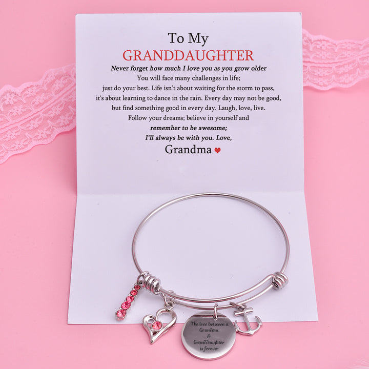 [Custom Name And Optional Address] To My GRANDDAUGHTER "The love between a [grandma] and granddaughter is forever" Bracelet [💞 Bracelet +💌 Gift Card + 🎁 Gift Box + 💐 Gift Bouquet] - SARAH'S WHISPER