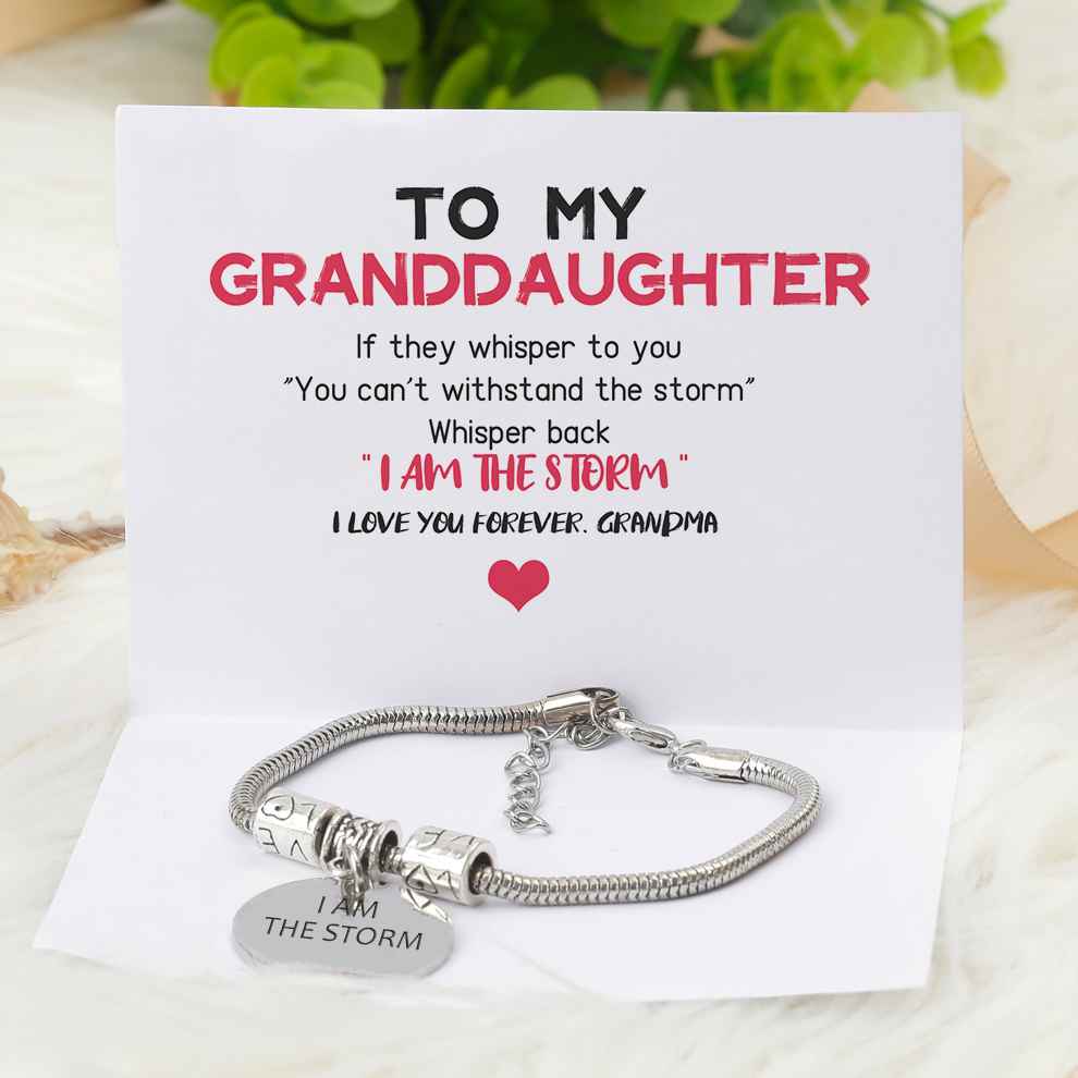 [Custom Name] To My Granddaughter "I AM THE STORM" Bracelet [💞 Bracelet +💌 Gift Card + 🎁 Gift Box + 💐 Gift Bouquet] - SARAH'S WHISPER