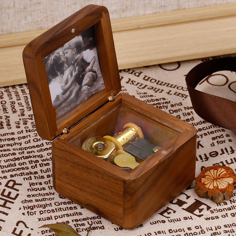 [Optional Address And Upload Photo] To My GRANDSON "The love between a [grandma] and grandson is forever" Wooden Music Box [💞 Music Box +💌 Gift Card + 🎁 Gift Box + 💐 Gift Bouquet] - SARAH'S WHISPER