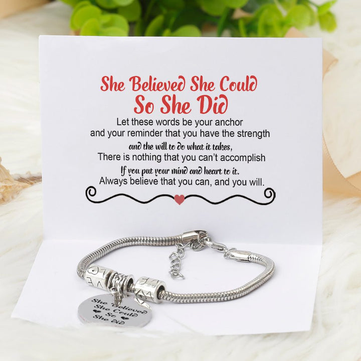 "She Believed She Could So She Did" Bracelet - SARAH'S WHISPER