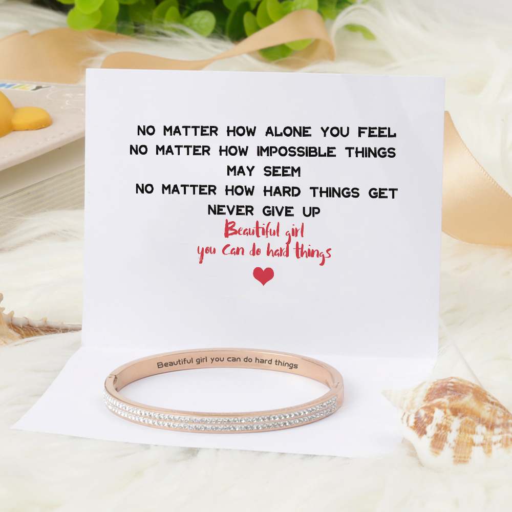 "Beautiful girl you can do hard things" Full Diamond Bracelet - SARAH'S WHISPER