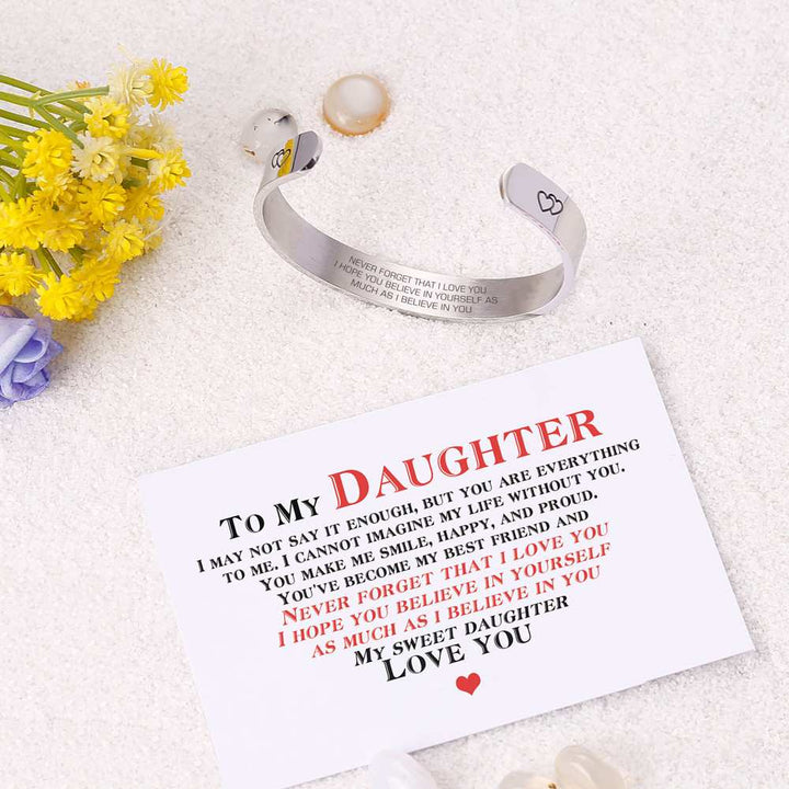 To My Daughter "Never forget that I LOVE YOU I hope you BELIEVE IN YOURSELF as much as I BELIEVE IN YOU" Double Heart Bracelet - SARAH'S WHISPER