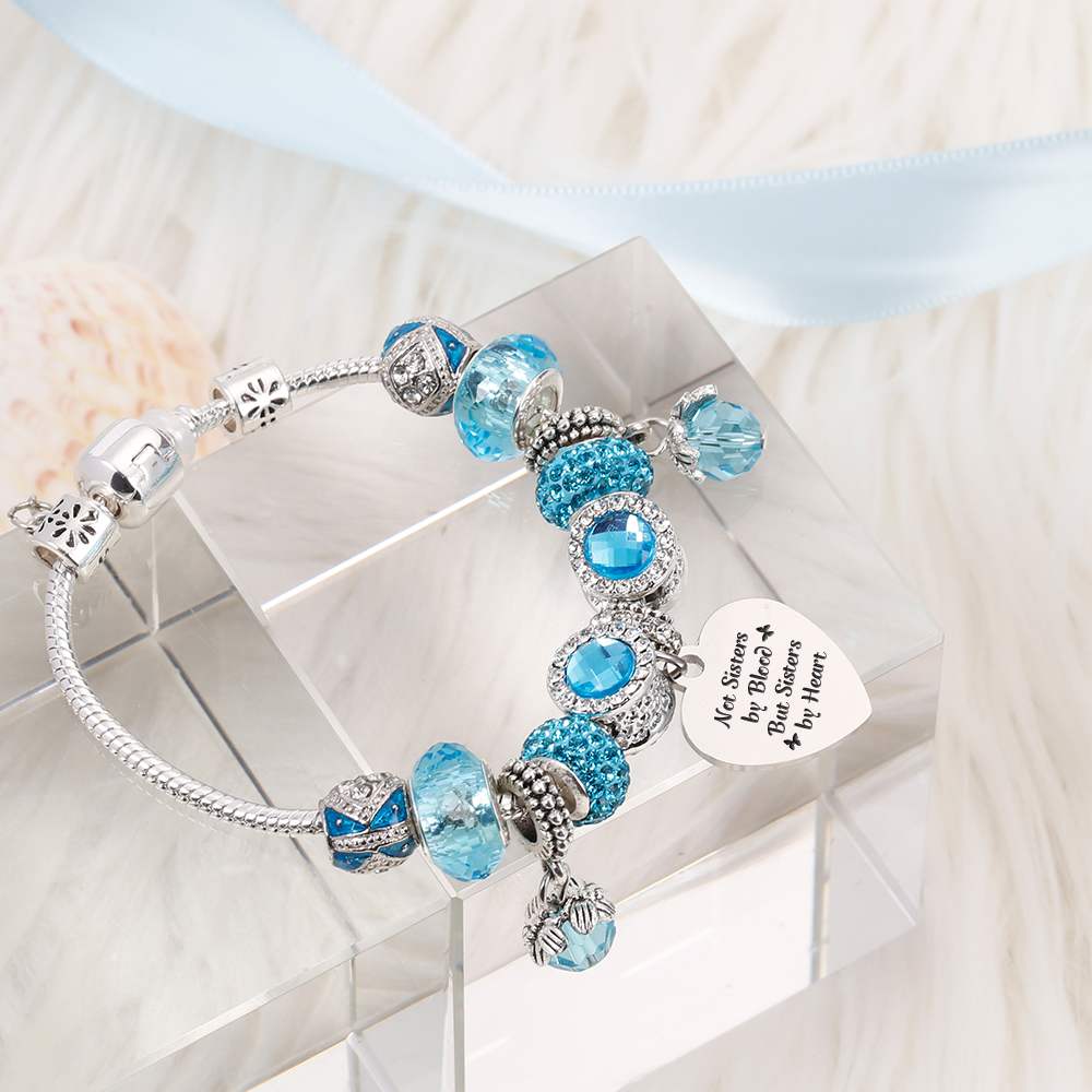 [Custom Names] For My Best Friend "Not Sisters by Blood But Sisters by Heart" Lucky Beads Bracelet [💞 Bracelet +💌 Gift Card + 🎁 Gift Bag + 💐 Gift Bouquet] - SARAH'S WHISPER