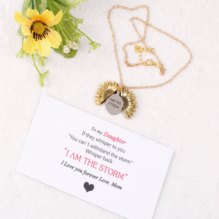 To My Daughter "I AM THE STORM" Sunflower Necklace - SARAH'S WHISPER