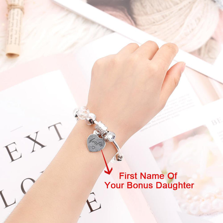 [Custom Name]To my Bonus Daughter "Bonus Daughter I may not have given you the gift of life. But life gave me the gift of you" Bracelet [💞 Bracelet +💌 Gift Card + 🎁 Gift Bag + 💐 Gift Bouquet] - SARAH'S WHISPER