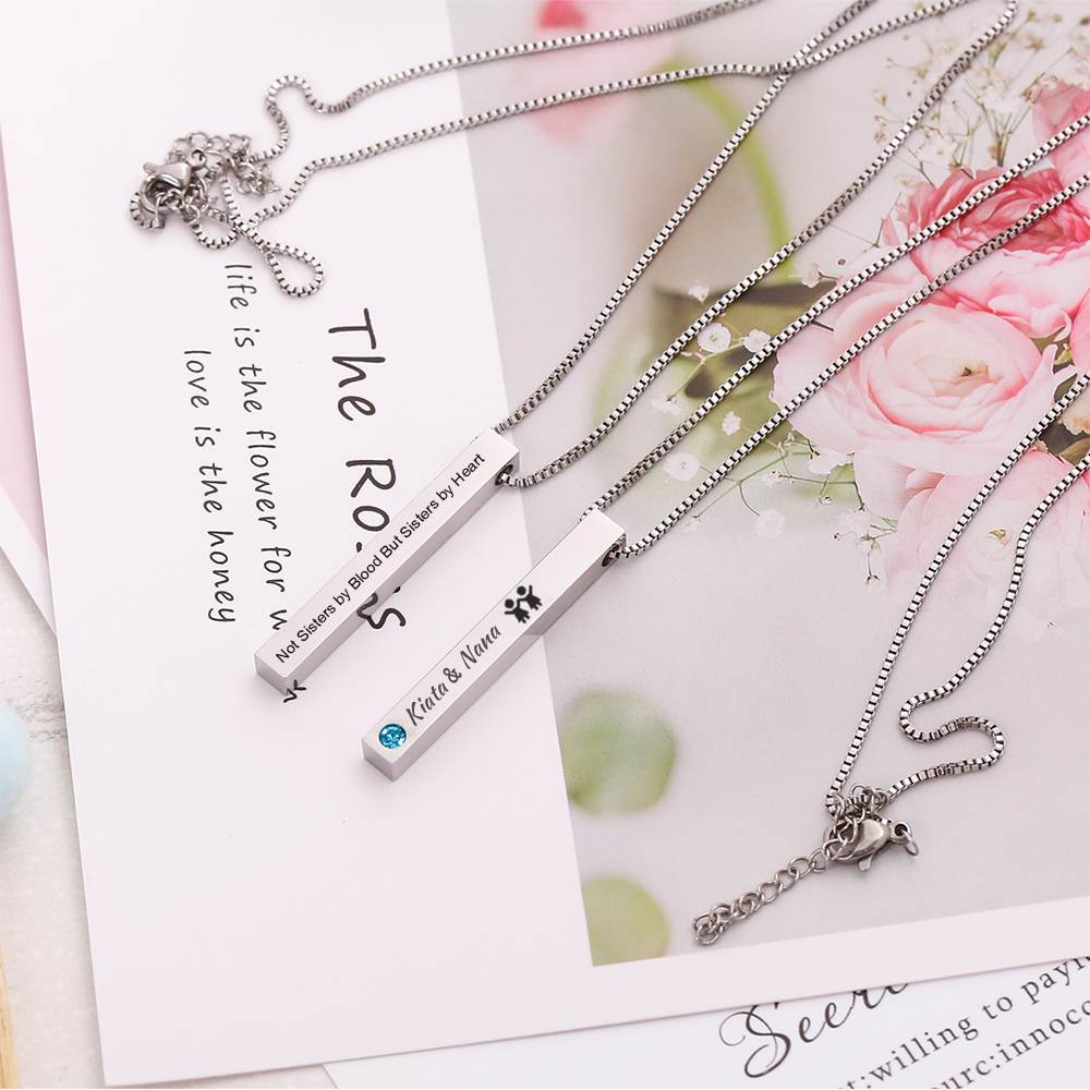 [Custom Name And Optional Birthstone] For My Best Friend "Not Sisters by Blood But Sisters by Heart" Lucky Beads Necklace [💞 Necklace +💌 Gift Card + 🎁 Gift Box + 💐 Gift Bouquet] - SARAH'S WHISPER
