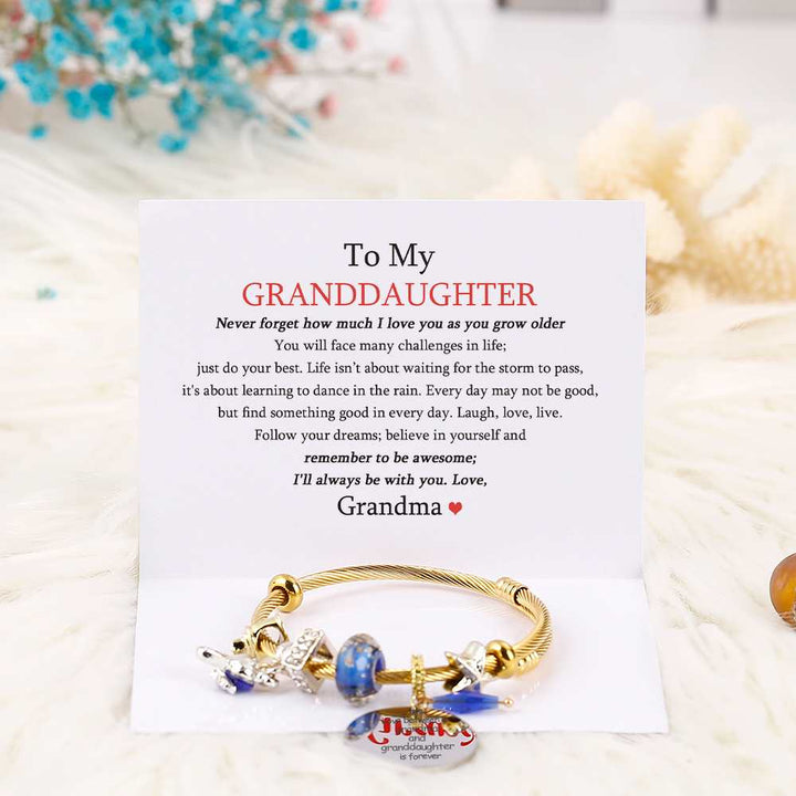 [Custom Name And Optional Address] To My GRANDDAUGHTER "The love between a [grandma] and granddaughter is forever" Lucky Fox Bracelet [💞 Bracelet +💌 Gift Card + 🎁 Gift Box + 💐 Gift Bouquet] - SARAH'S WHISPER