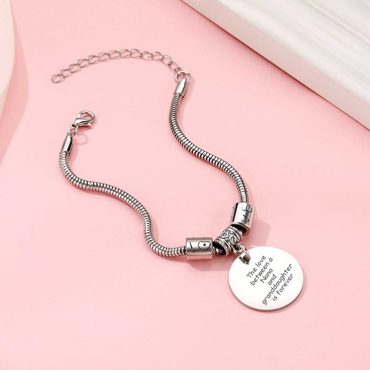 [Custom Name And Optional Address] To My GRANDDAUGHTER "The love between a [Nana] and granddaughter is forever" Bracelet [💞 Bracelet +💌 Gift Card + 🎁 Gift Box + 💐 Gift Bouquet] - SARAH'S WHISPER