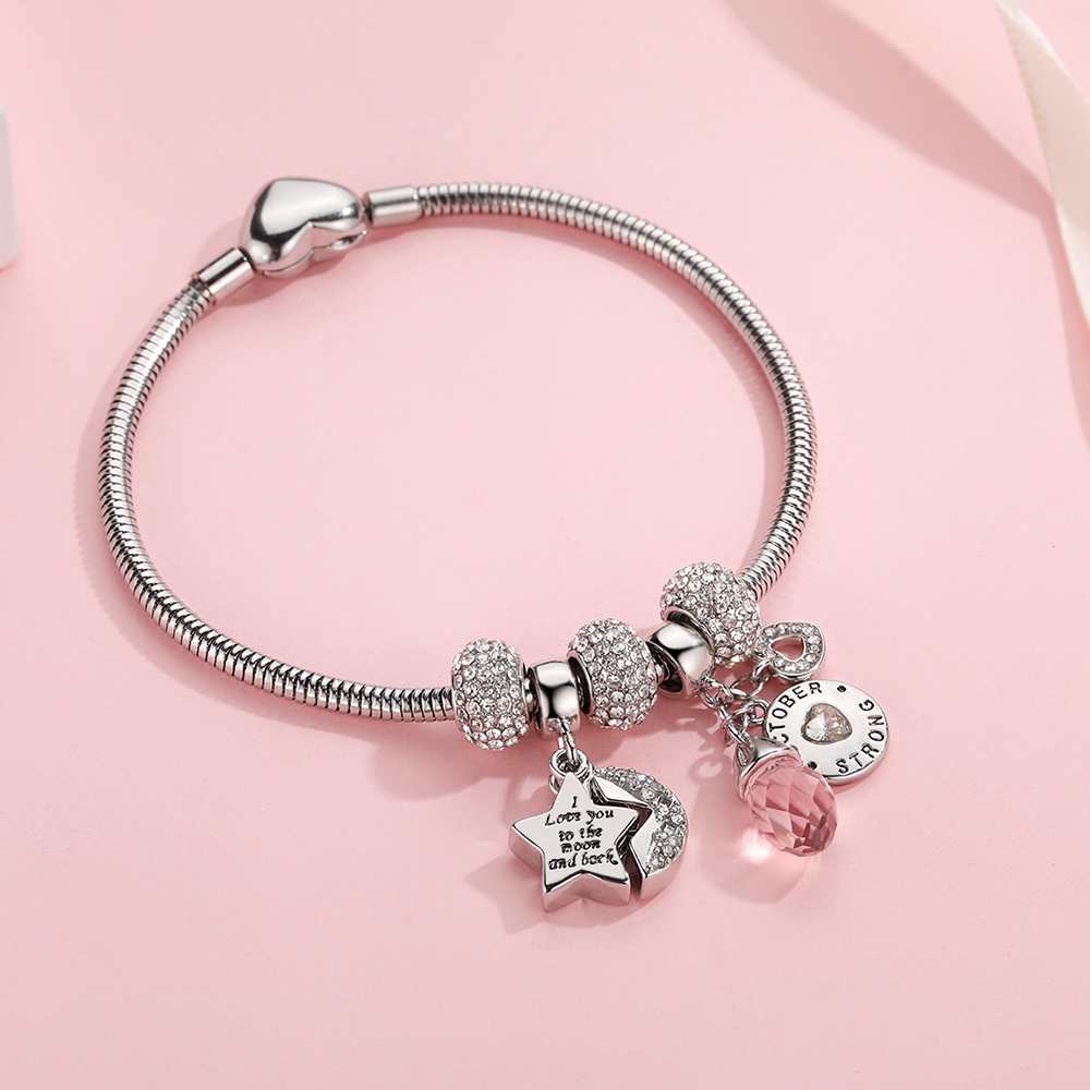 [Optional Birthstone] To My Granddaughter "I love you to the moon and back" Lucky Stone Bracelet [💞 Bracelet +💌 Gift Card + 🎁 Gift Box + 💐 Gift Bouquet] - SARAH'S WHISPER