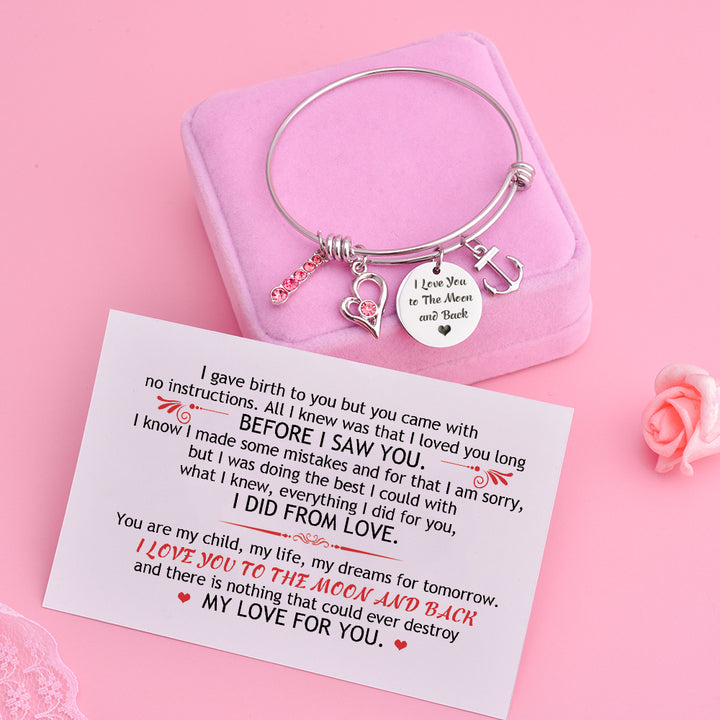 [Custom Name] To My Daughter "I Love You to The Moon and Back" Bracelet [💞 Bracelet +💌 Gift Card + 🎁 Gift Box + 💐 Gift - SARAH'S WHISPER