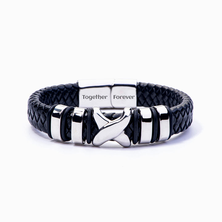 To My Son "A BOND THAT CAN'T BE BROKEN" Leather Braided Bracelet