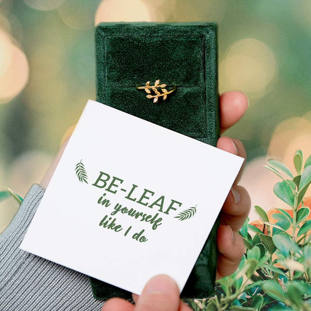 "BE-LEAF in yourself like I do" Leaves Ring [🌿 Ring +💌 Gift Card + 🎁 Gift Bag + 💐 Gift Bouquet] - SARAH'S WHISPER