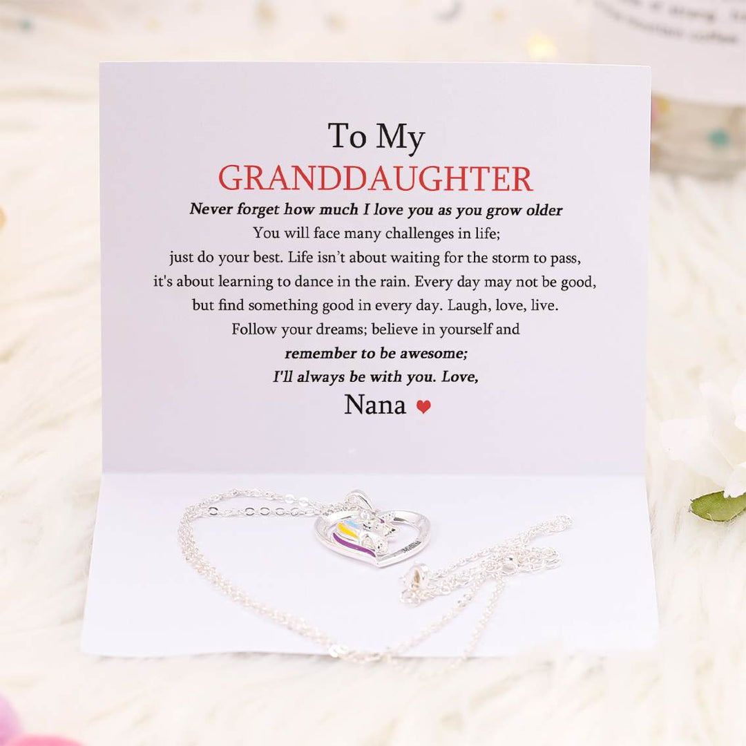 [CUSTOM NAME] To My GRANDDAUGHTER "Never forget how much I love you as you grow older" Unicorn Necklace - SARAH'S WHISPER