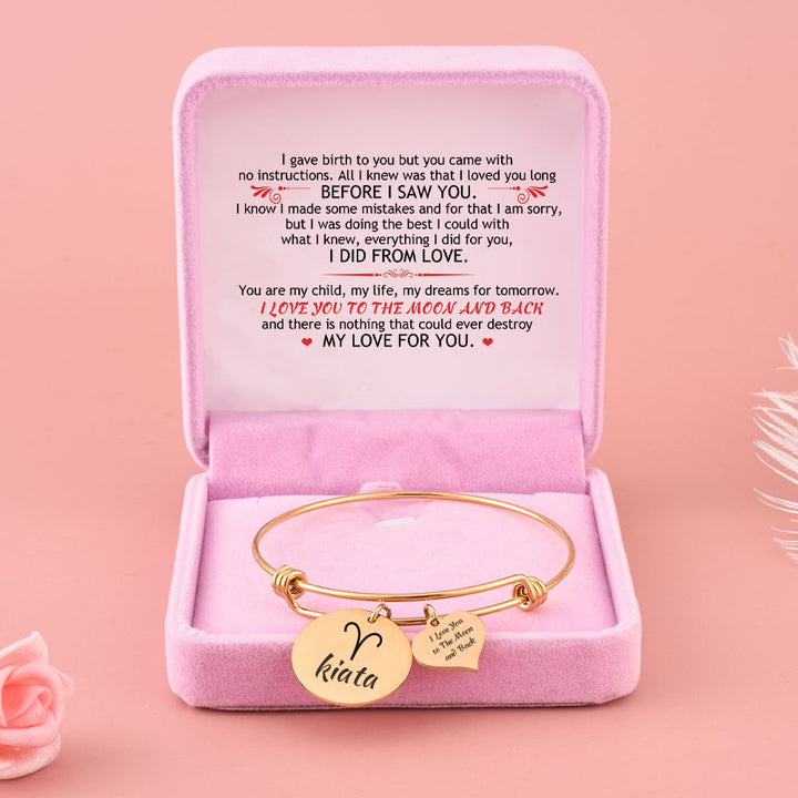 [Optional Zodiac And Custom Name] To My Daughter "The Love between a Mother and Daughter is Forever" Zodiac Bracelet [💞 Bracelet +💌 Gift Card + 🎁 Gift Bag + 💐 Gift Bouquet] - SARAH'S WHISPER