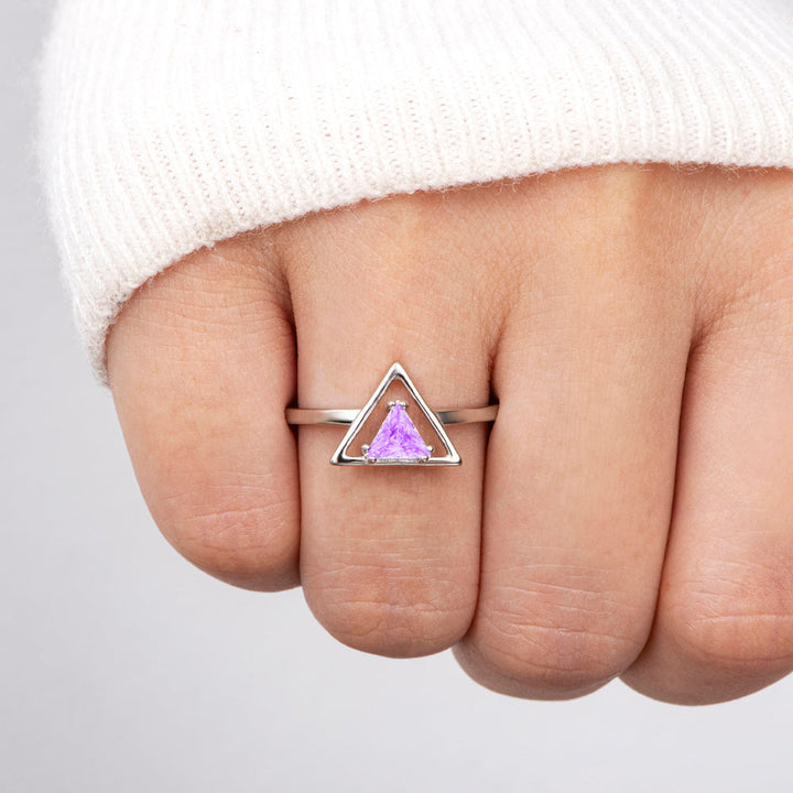 [Custom Birthstone] To My Daughter "Always have you in my heart" Triangle Ring