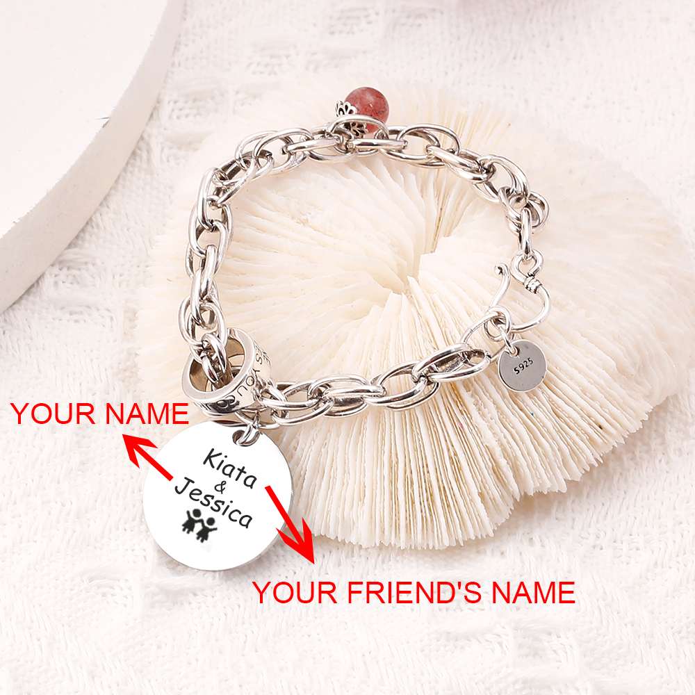 [Custom Names] For My Best Friend "Not Sisters by Blood But Sisters by Heart" Bracelet [💞 Bracelet +💌 Gift Card + 🎁 Gift Bag + 💐 Gift Bouquet] - SARAH'S WHISPER