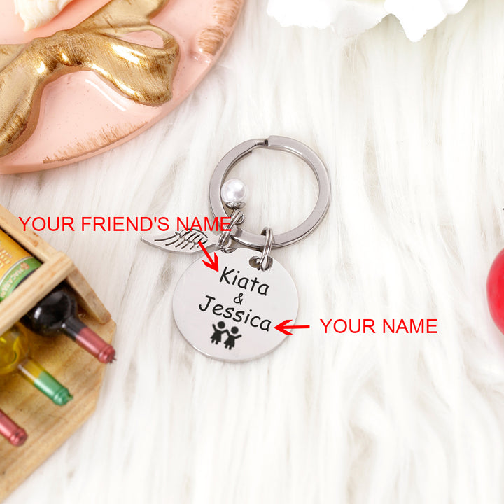 [Custom Names] For My Best Friend "Not Sisters by Blood But Sisters by Heart" Key Ring [💞Key Ring +💌 Gift Card + 🎁 Gift Box + 💐 Gift Bouquet] - SARAH'S WHISPER