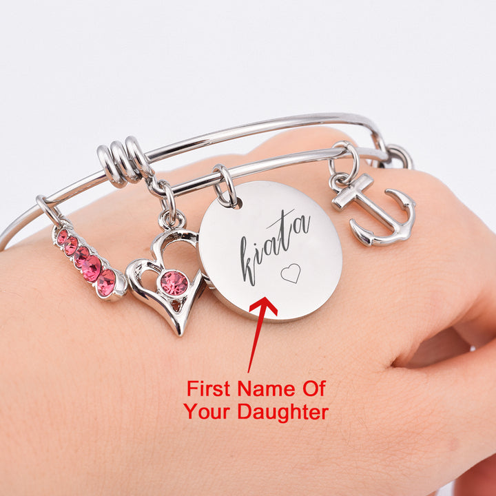 [Custom Name] To My Daughter "I Love You to The Moon and Back" Bracelet [💞 Bracelet +💌 Gift Card + 🎁 Gift Box + 💐 Gift - SARAH'S WHISPER