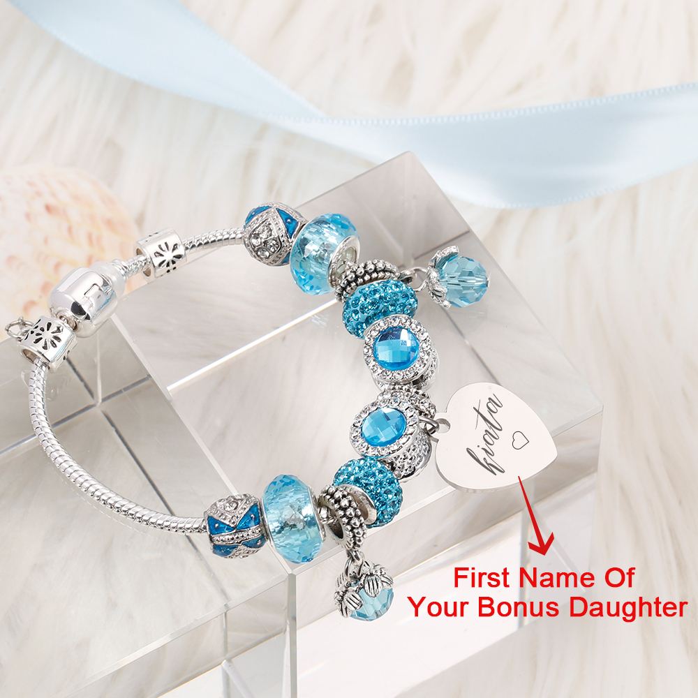 [Custom Name] To My Bonus Daughter "Bonus Daughter, I may not have given you the gift of life. But life gave me the gift of you" Lucky Beads Bracelet [💞 Bracelet +💌 Gift Card + 🎁 Gift Bag + 💐 Gift Bouquet] - SARAH'S WHISPER