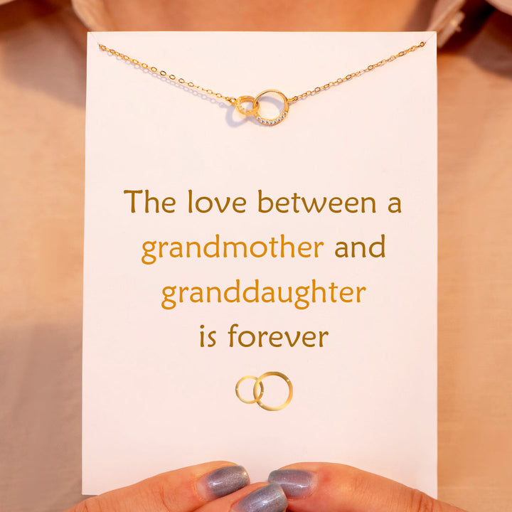 "The love between a grandmother and granddaughter is forever" Double Ring Necklace