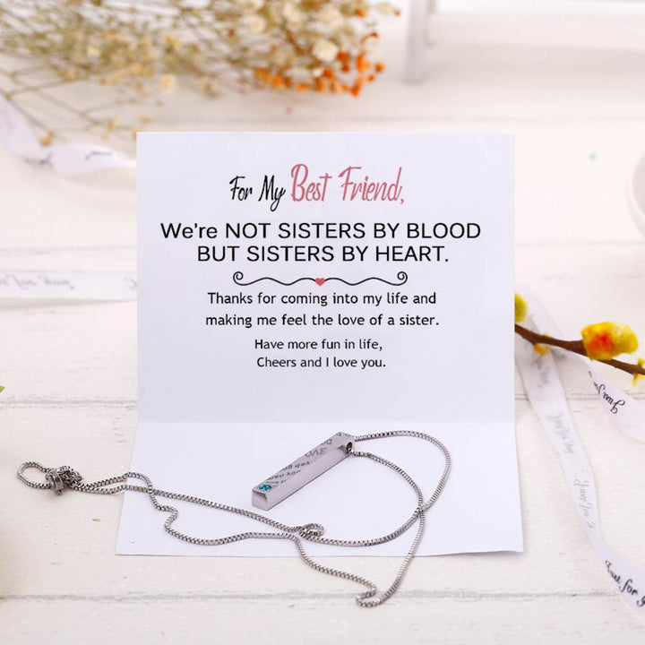 [Custom Name And Optional Birthstone] For My Best Friend "Not Sisters by Blood But Sisters by Heart" Lucky Beads Necklace [💞 Necklace +💌 Gift Card + 🎁 Gift Box + 💐 Gift Bouquet] - SARAH'S WHISPER