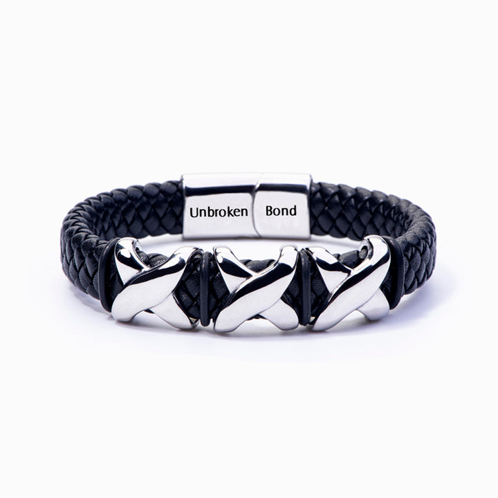 To My Son "A BOND THAT CAN'T BE BROKEN" Leather Braided Bracelet