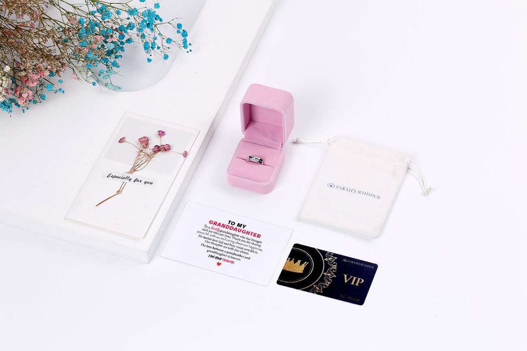 To My Granddaughter "The love between a grandmother and granddaughter is forever." Lovely Ring [💞 Ring +💌 Gift Card + 🎁 Gift Box + 💐 Gift Bouquet] - SARAH'S WHISPER