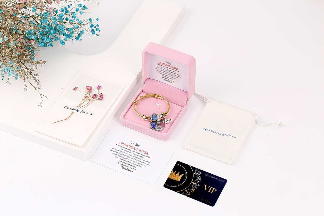 [Custom Name And Optional Address] To My GRANDDAUGHTER "The love between a [grandma] and granddaughter is forever" Lucky Fox Bracelet [💞 Bracelet +💌 Gift Card + 🎁 Gift Box + 💐 Gift Bouquet] - SARAH'S WHISPER