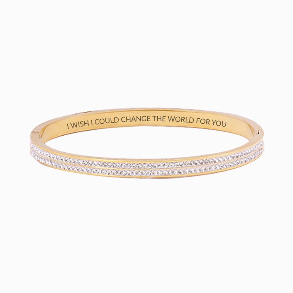 To My Daughter "I WISH COULD CHANGE THE WORLD FOR YOU" Full Diamond Bracelet [💞 Bracelet +💌 Gift Card + 🎁 Gift Box + 💐 Gift Bouquet]