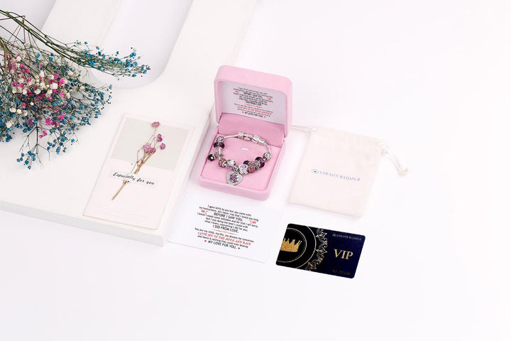 [Custom Name] To My Daughter "I Love You To The Moon And Back" Lucky Beads Bacelet [💞 Bracelet +💌 Gift Card + 🎁 Gift Bag + 💐 Gift Bouquet] - SARAH'S WHISPER