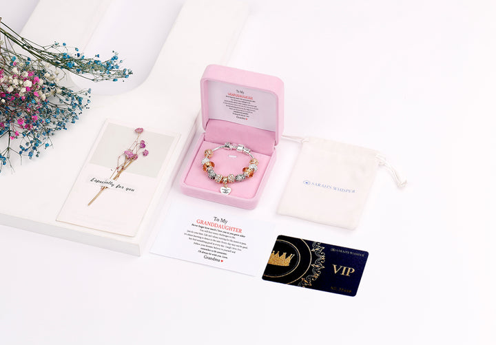 [Custom Name] To My GRANDDAUGHTER "The love between a [grandma] and granddaughter is forever" BRACELET [💞 BRACELET +💌 GIFT CARD + 🎁 GIFT BAG+ 💐 GIFT BOUQUET] - SARAH'S WHISPER