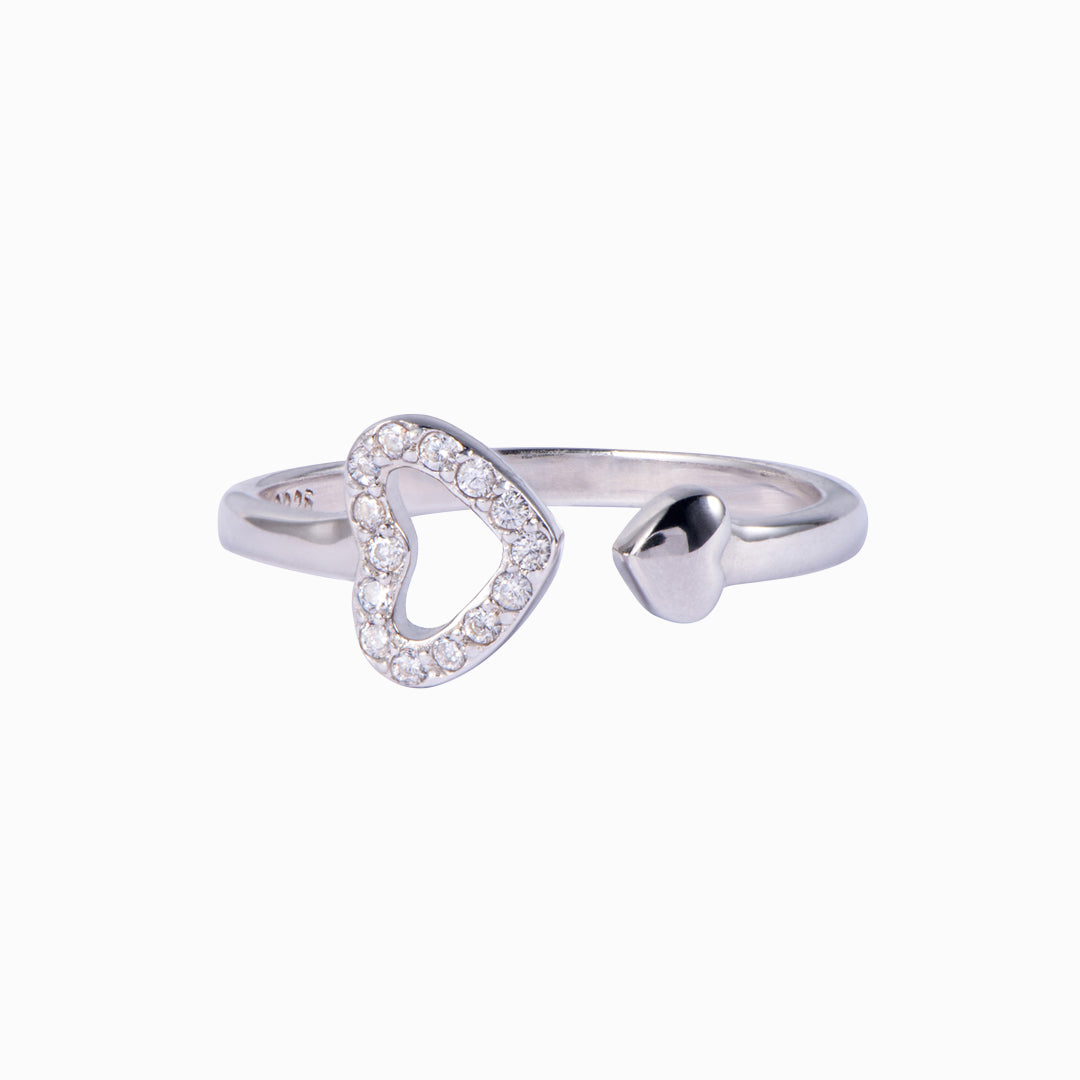 "Mothers and Daughters, never truly part, maybe in distance, but never in heart" Double Heart Ring