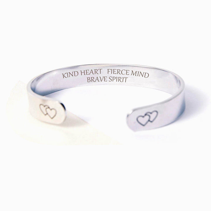 "Kind Heart, Fierce Mind, Brave Spirit" Double Heart Bracelet